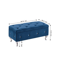 NOBLEMOOD End of Bed Storage Bench, Flip Top Entryway Bench Seat with Safety Hinge, Storage Chest with Padded Seat, Bed End Stool for Hallway Living Room Bedroom, Supports 250 lb,Blue Velet