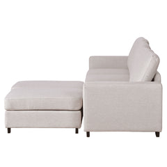 6 Pcs U-shaped Sofa Couch with 2 Removable Ottomans, Beige