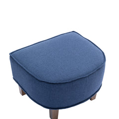 NOBLEMOOD Accent Chair with Ottoman, Mid Century Modern Barrel Chair Upholstered Club Tub Round Arms Chair, Blue