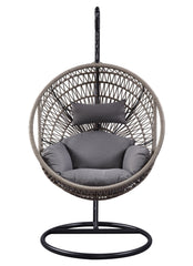 Patio Swing Chair with Stand, Fabric & Rope