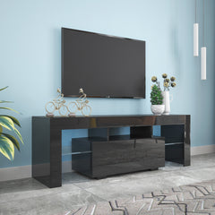 TV Stand with LED RGB Lights & Flat Screen Cabinet for Lounge Room, Living Room & Bedroom, Black