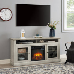 TV Stand with 18" Fireplace, Storage, Stone Gray, 60"W*15.75"D*29"H