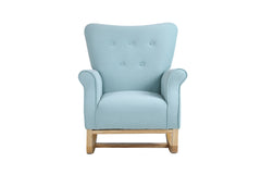 Mid Century Retro Modern Fabric Upholstered Rocking Chair, Light Blue