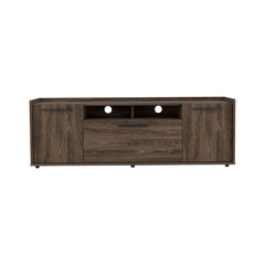 Rectangular 2-Door TV Stand, Dark Walnut