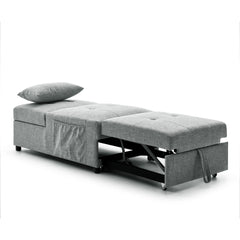 4 in 1 Pull-out Sleeper Sofa Bed w/ Pillow & Side Pockets, No Armrest, Gray