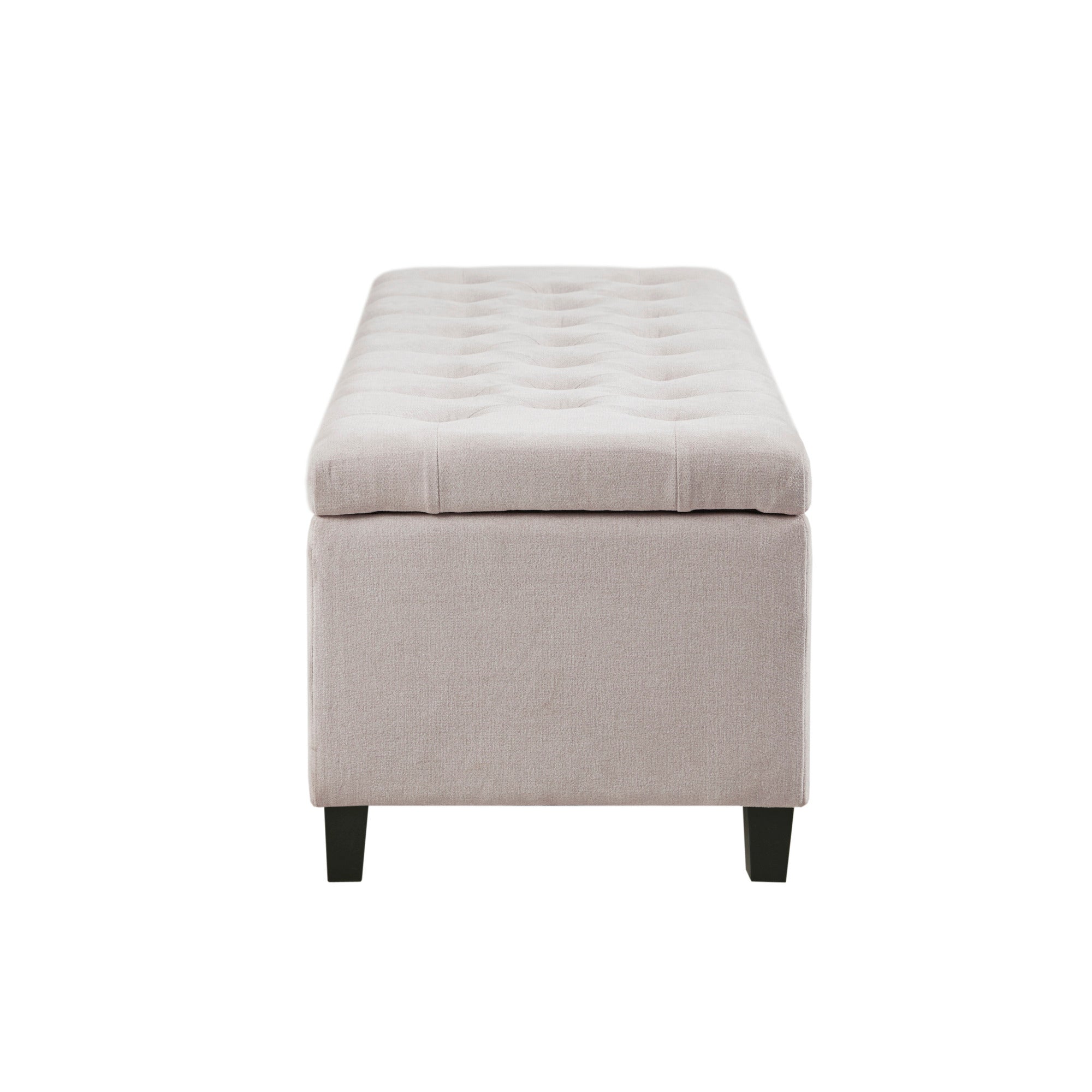 NOBLEMOOD Tufted Top End of Bed Storage Bench for Bedroom, Sofa Ottoman with Storage and Wood Legs for Living Room, White