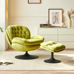 Swivel Leisure chair lounge chair velvet APPLE GREEN color with ottoman