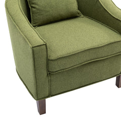 NOBLEMOOD Accent Chair with Ottoman, Mid Century Modern Barrel Chair Upholstered Club Tub Round Arms Chair, Olive