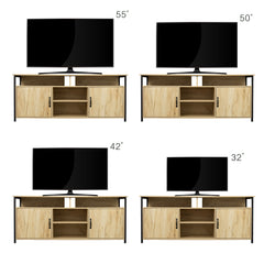 Modern Wood TV Stand with Metal Legs, Oak