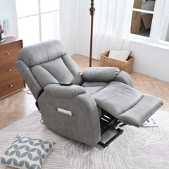 Electric Power Lift Recliner Chair for Elderly, Fabric Recliner Chair for Seniors, Home Theater Seating,Living Room Chair,Side Pocket, Remote Control,Light Gray