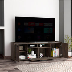 Rectangular 2-Door TV Stand, Dark Walnut