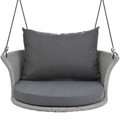 33.8” Rattan Woven Swing Chair, Porch Swing With Hanging Ropes, Gray