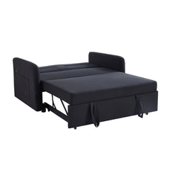 Twins Sleeper Sofa Bed w/ Reclining Backrest, Toss Pillows, Pockets, Black