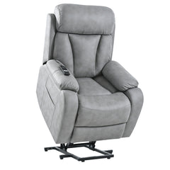 Electric Power Lift Recliner Chair for Elderly, Fabric Recliner Chair for Seniors, Home Theater Seating,Living Room Chair,Side Pocket, Remote Control,Light Gray