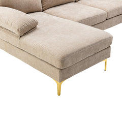 Living Room Sectional Sofa, Camel