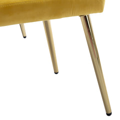 NOBLEMOOD Velvet Accent Chair with Adjustable Armrests and Backrest, Button Tufted Lounge Chair, Yellow