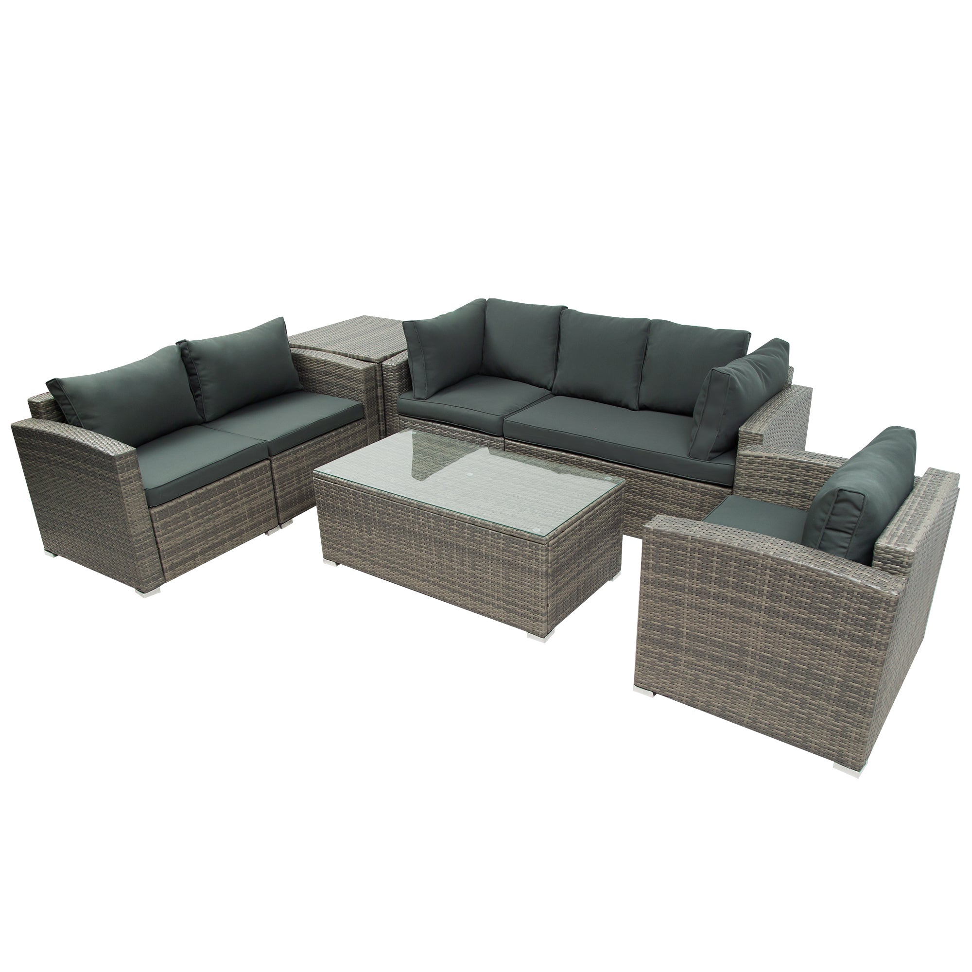 7-Piece Outdoor Sectional Sofa with Cushions & Storage Box