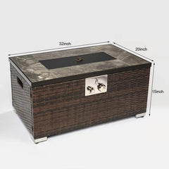 Outdoor Propane Fire Pit Table with Tile Tabletop, Steel Lid & Dust Cover