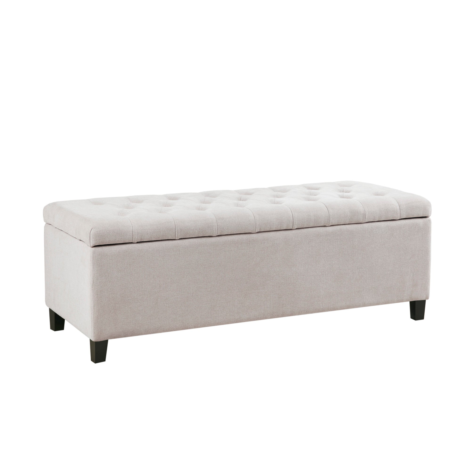 NOBLEMOOD Tufted Top End of Bed Storage Bench for Bedroom, Sofa Ottoman with Storage and Wood Legs for Living Room, White