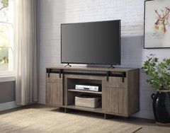 60" TV Stand with 2 Sliding Barn Doors & 2 Media Compartments, Gray Washed