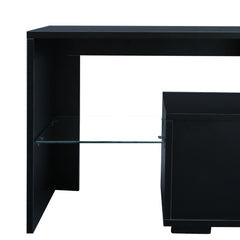 Modern 20 Colors LED TV Stand w/Remote Control Lights, Black