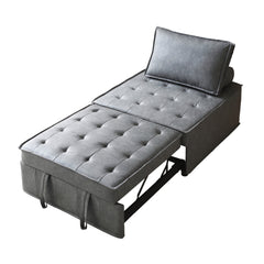 4 in 1 Pull-out Faux Leateher Sleeper Sofa Bed w/ Pillow & Side Pockets, No Armrest, Dark Gray