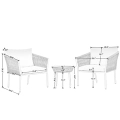 3 Pcs Outdoor Chair Set, Including 2 Single Chairs and 1 Coffee Table