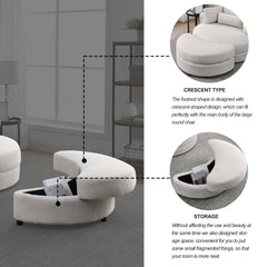 Swivel Accent Barrel Modern Sofa Lounge Club Big Round Chair with Storage Ottoman, Pillows, Beige