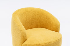 Teddy Fabric Swivel Accent Armchair Barrel Chair With Black Powder Coating Metal Ring,Yellow