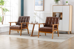 NOBLEMOOD Accent Chairs Set of 2 with Side Table, Mid Century Modern Accent Chair, Wood and Fabric Armchairs Side Chair