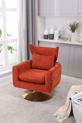 NOBLEMOOD Swivel Accent Armchair Linen Single Sofa Chair w/ Pillow and Backrest for Living Room, Orange