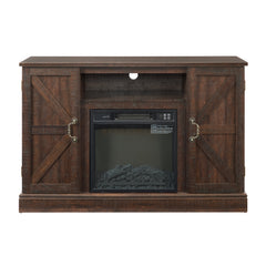 Classic TV Stand Antique Entertainment Console for TV up to 50" with 18" Electric Fireplace Insert, Espresso