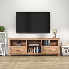 70.08“ TV Stand with 2 Drawers & 4 High-Capacity Storage Compartments for Living Room & Bedroom, Light Brown