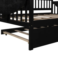 Full size Wood Daybed with Twin Size Trundle, Espresso