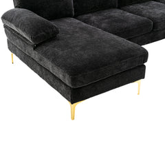 Living Room Sectional Sofa, Black