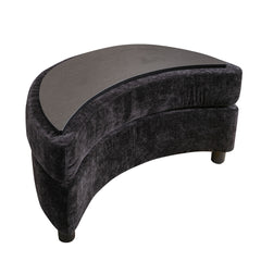 NOBLEMOOD 32.7" W Upholstered Storage Bench Half Crescent Moon Sofa Ottoman for Living Room, Entryway, Hallway（Black）