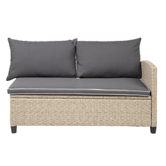 6-Piece Outdoor Wicker Sectional Sofa with Table and Benches