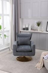 NOBLEMOOD Swivel Accent Armchair Linen Single Sofa Chair w/ Pillow and Backrest for Living Room, Gray