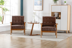 NOBLEMOOD Accent Chairs Set of 2 with Side Table, Mid Century Modern Accent Chair, Wood and Fabric Armchairs Side Chair