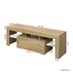 TV Stand with LED RGB Lights & Flat Screens for Lounge Room, Living Room & Bedroom, Oak