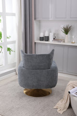 NOBLEMOOD Swivel Accent Armchair Linen Single Sofa Chair w/ Pillow and Backrest for Living Room, Gray