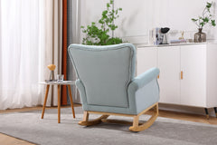 Mid Century Retro Modern Fabric Upholstered Rocking Chair, Light Blue