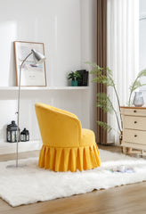 Linen Fabric Accent Swivel Chair Auditorium Chair With Pleated Skirt For Living Room Bedroom Auditorium,Yellow