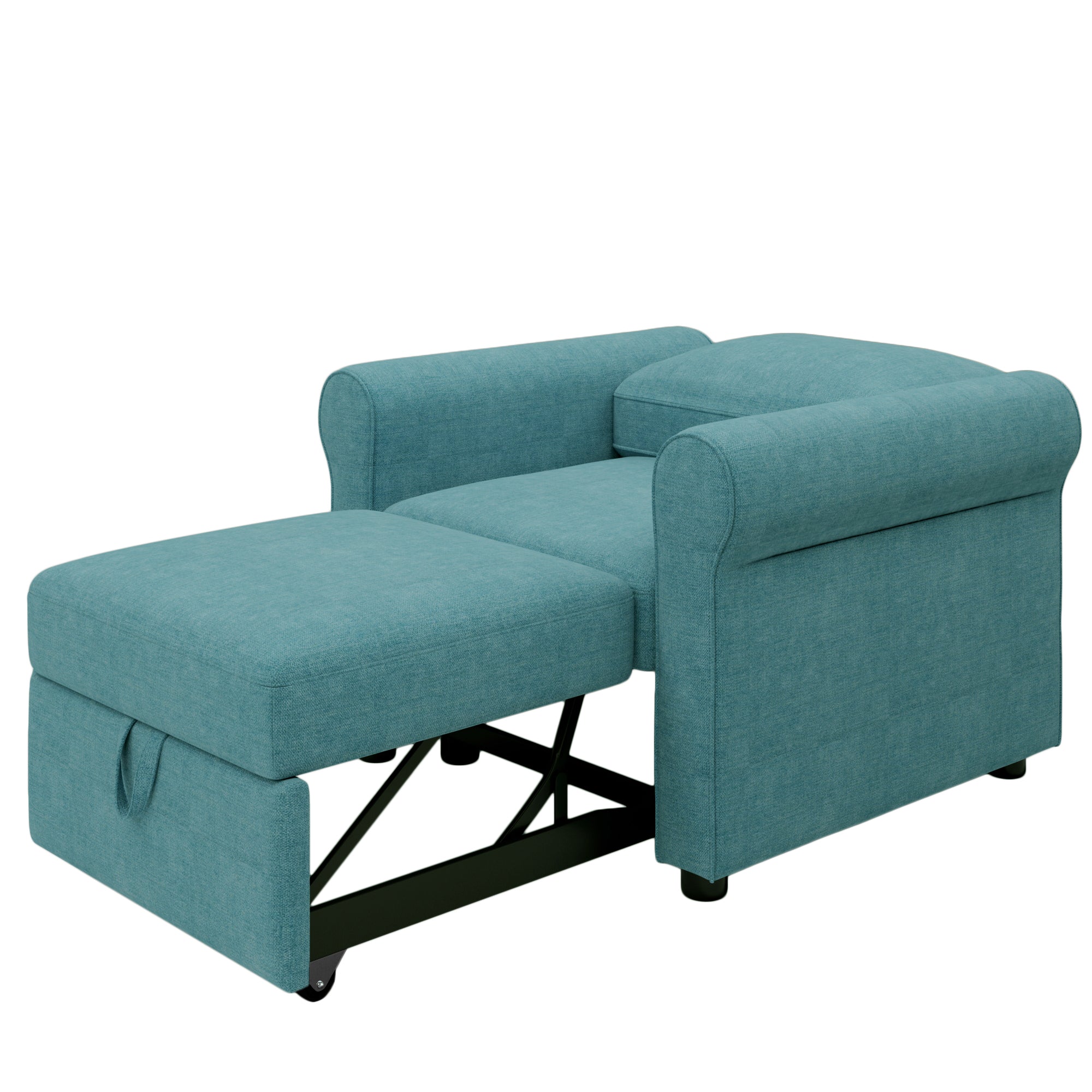 3-in-1 Single Pullout Sofa Bed Chair w/ Adjust Backrest & Curved Armrest, Green
