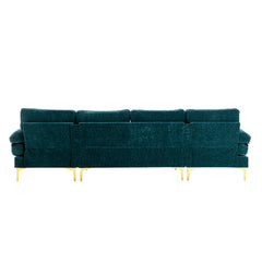 Living Room Sectional Sofa, Teal Blue