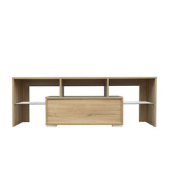 TV Stand with LED RGB Lights & Flat Screens for Lounge Room, Living Room & Bedroom, Oak