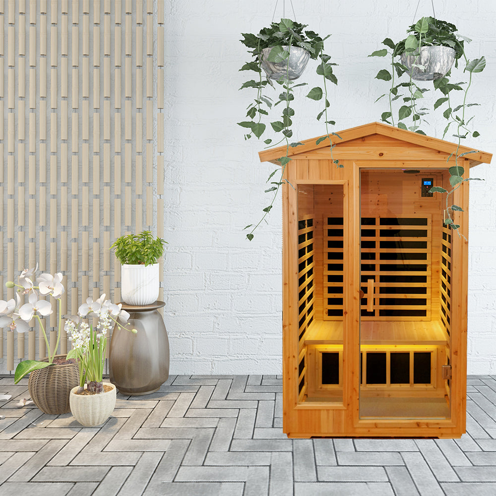 Two person Far infrared old fir outdoor sauna room