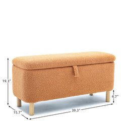 NOBLEMOOD Upholstered End of Bed Storage Bench, Ottoman with Storage and Seating w/ Wood Feet & Hinge for Bedroom,Living Room