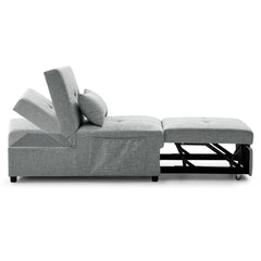 4 in 1 Pull-out Sleeper Sofa Bed w/ Pillow & Side Pockets, No Armrest, Gray