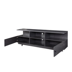 Modern Wood TV Stand with 2 Doors & 4 Open Shelves, Antique Gray